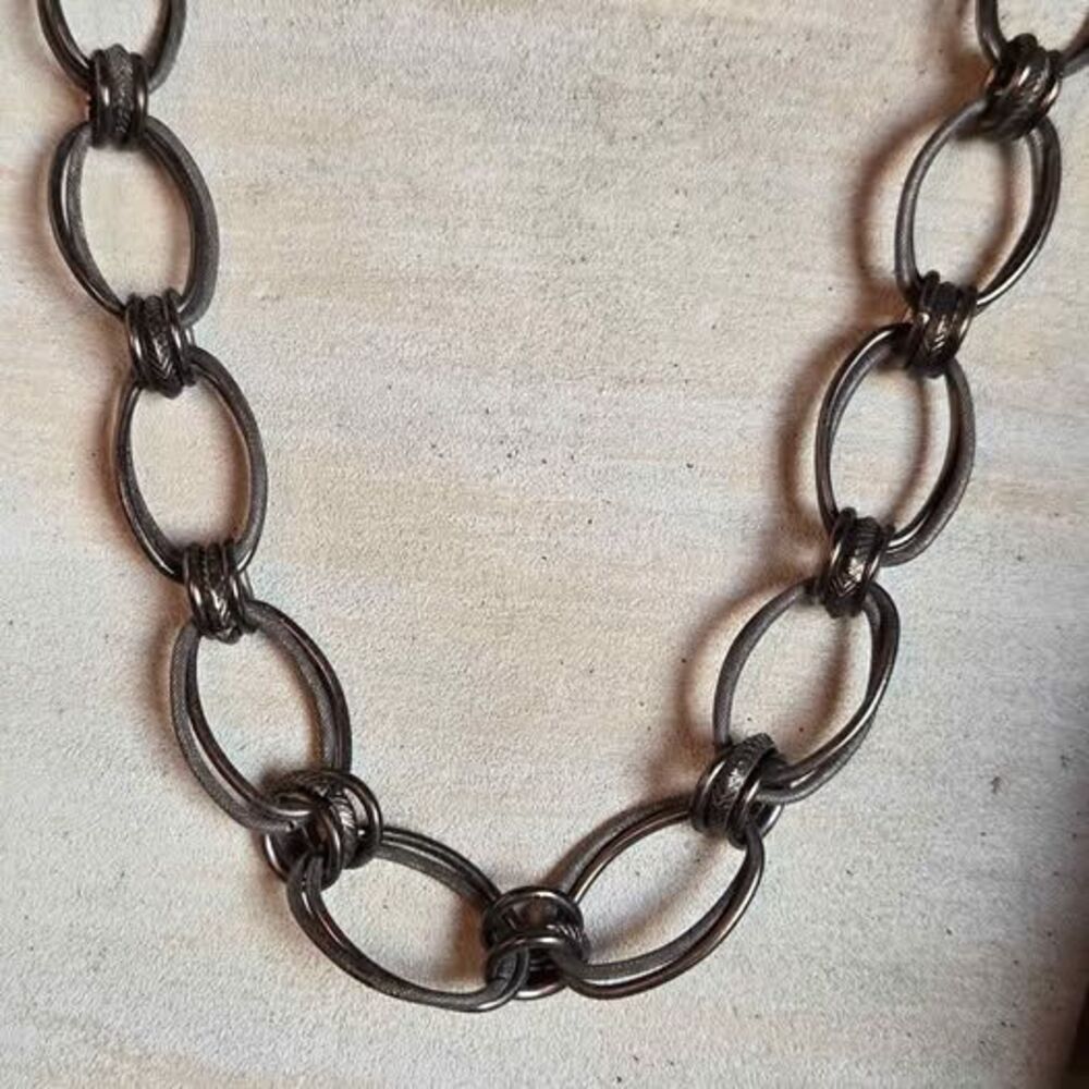 Daisy Fuentes Gunmetal Chunky Oval Link Chain Statement Necklace 19-20"